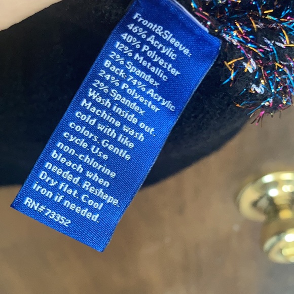 Relisted Apt 9 sweater black multi color metallic accent polka dot casual winter - Picture 12 of 16